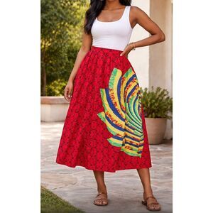 ASHRO Red Flowing Skirt Size XL NWT